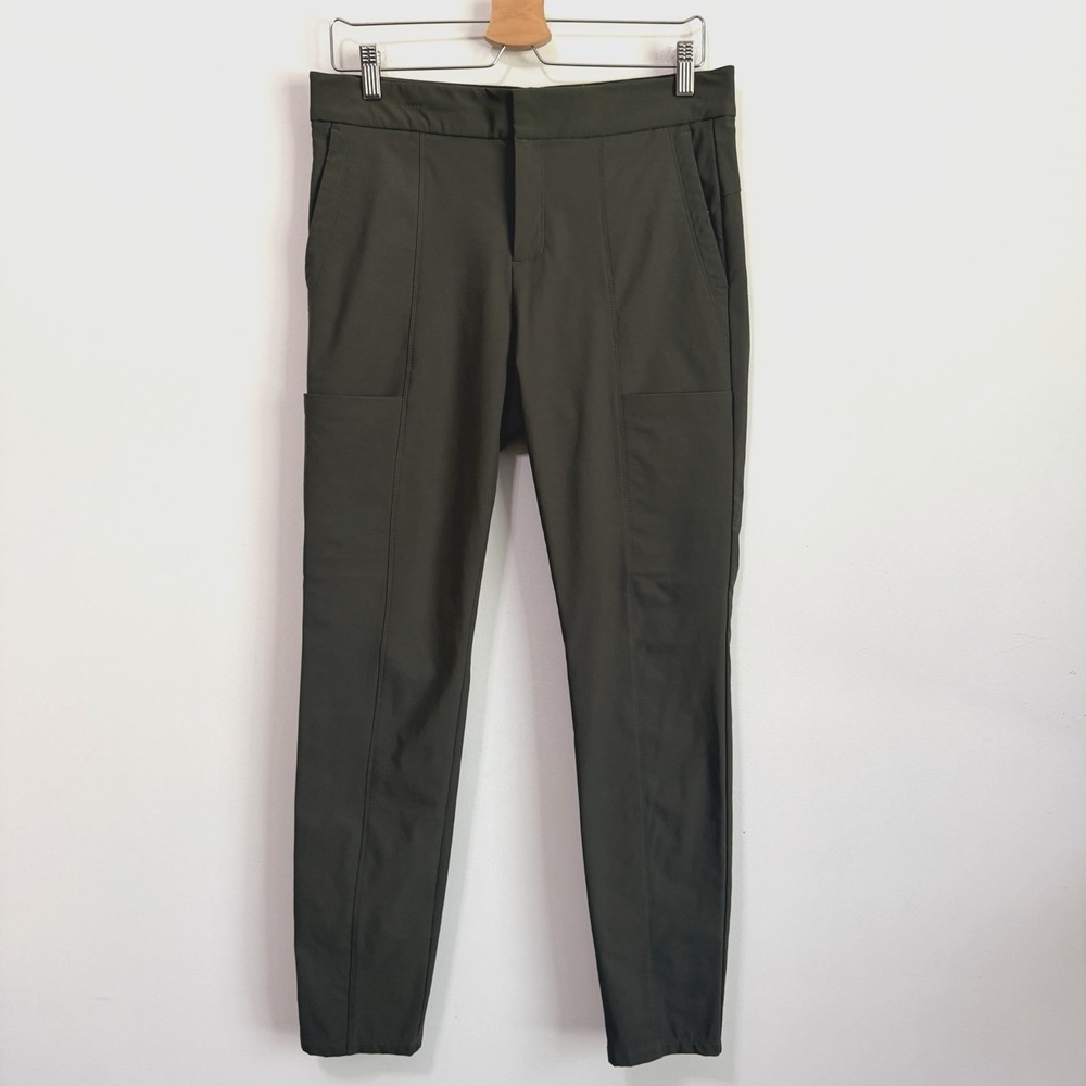 Athleta Wander Stash Skinny Pants 8 Olive Green 32x28" Active Stretch Gym Casual